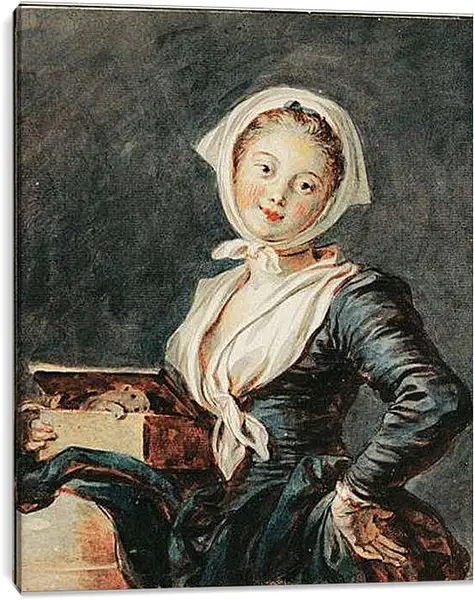 Постер на подрамнике - Девушка с сурком. Жан Оноре Фрагонар