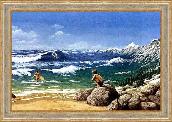 Картина в раме - Иллюзия. Горы из моря