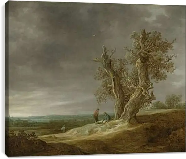 Постер на подрамнике - Landscape with two oaks. Ян ван Гойен