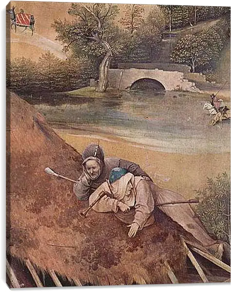 Постер на подрамнике - Epiphanie-Triptychon, Mitteltafel - Anbetung der Heiligen Drei Konige. Иероним Босх