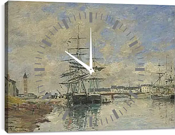 Часы картина - Deauville Harbour. Эжен Буден