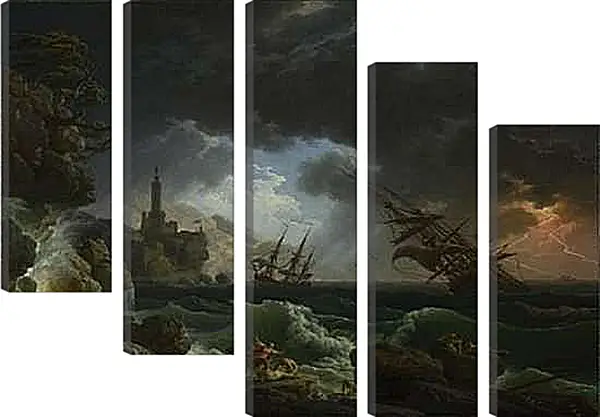 Модульная картина - A Shipwreck in Stormy Seas. Клод Жозеф Верне