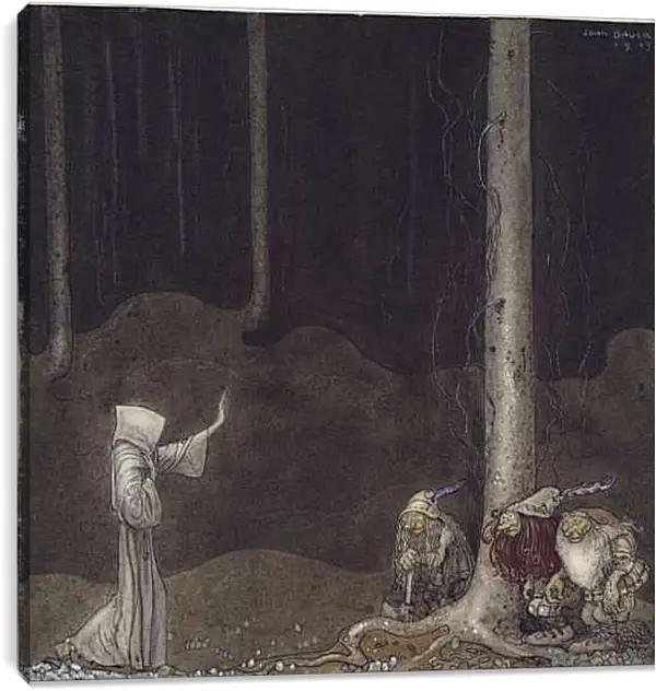 Постер на подрамнике - Brother St. Martin and the Three Trolls. Брат Св. Мартин и три тролля. Йон Бауэр