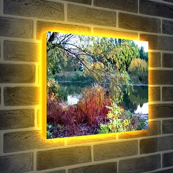 Лайтбокс световая панель - Осень на озере. Авторское фото. Фото-Арт.