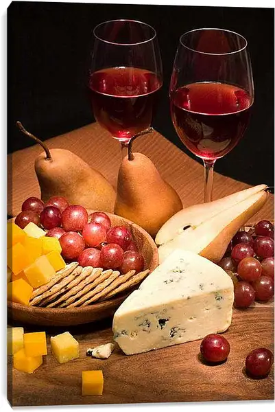 Постер на подрамнике - Ужин для двоих. Вечерний натюрморт.