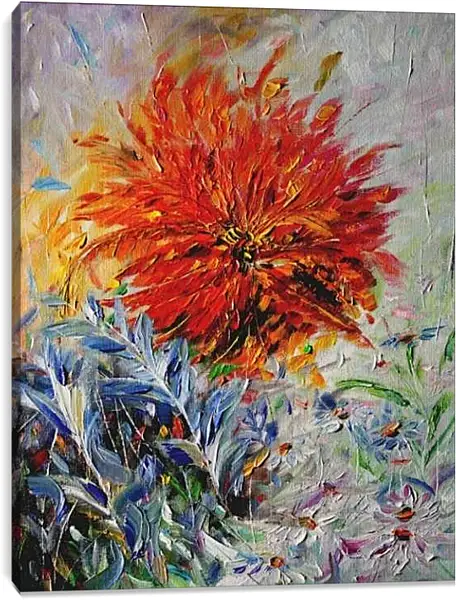 Постер на подрамнике - Цветок маслом