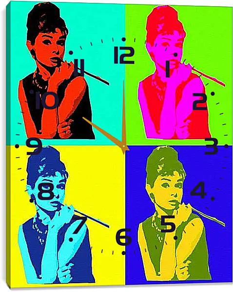 Часы картина - Одри Хепберн. Поп-арт