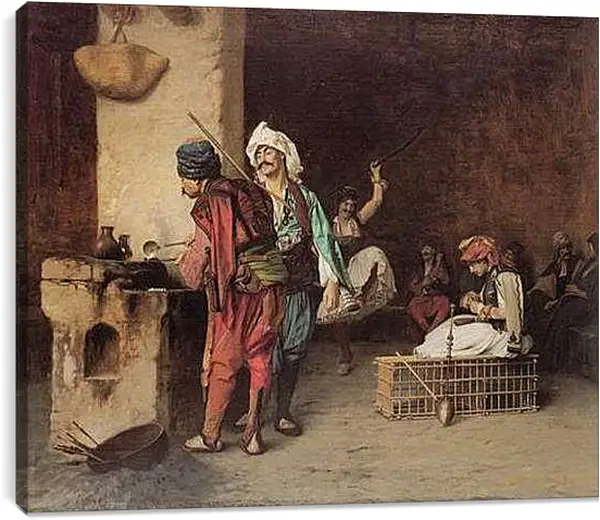 Постер на подрамнике - Cafe House, Cairo - Casting Bullets. Жан-Леон Жером