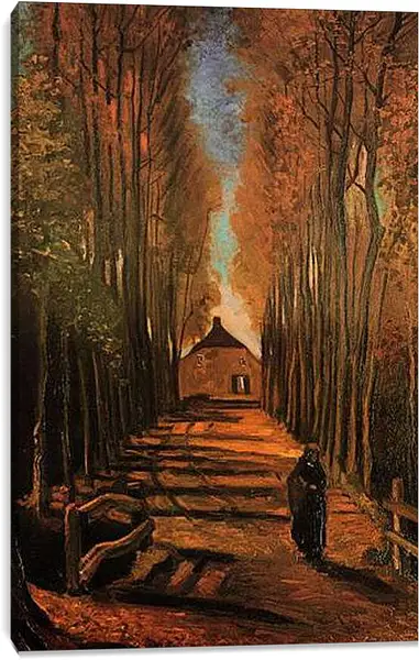 Постер на подрамнике - Avenue of Poplars in Autumn. Винсент Ван Гог
