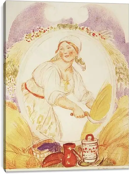 Постер на подрамнике - Жнея. Борис Кустодиев