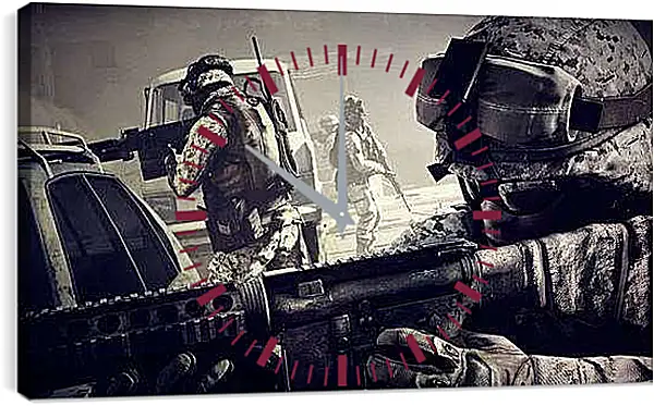 Часы картина - battlefield 3, soldiers, machine