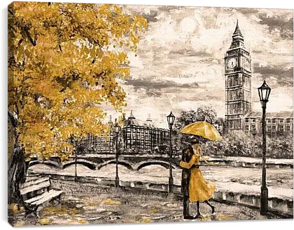 Постер на подрамнике - Под зонтом