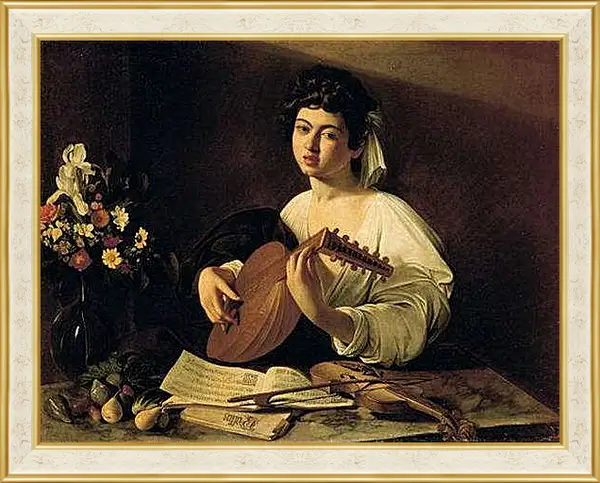 Картина в раме - The Lute-Player. Микеланджело Караваджо