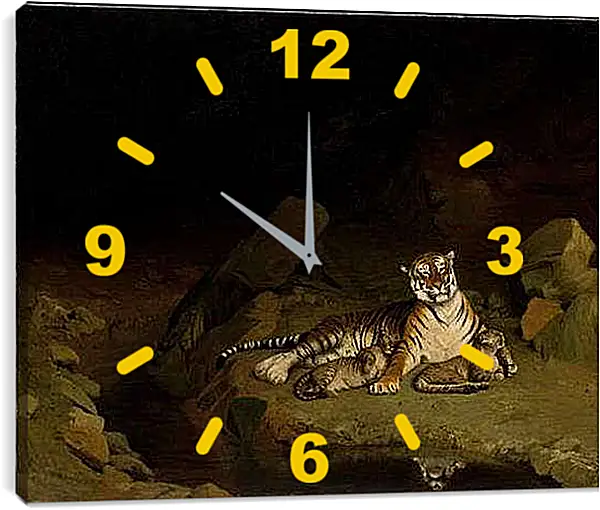 Часы картина - Tiger and Cubs - Тигр и детеныши. Жан-Леон Жером