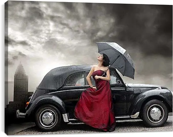 Постер на подрамнике - Дама в красном