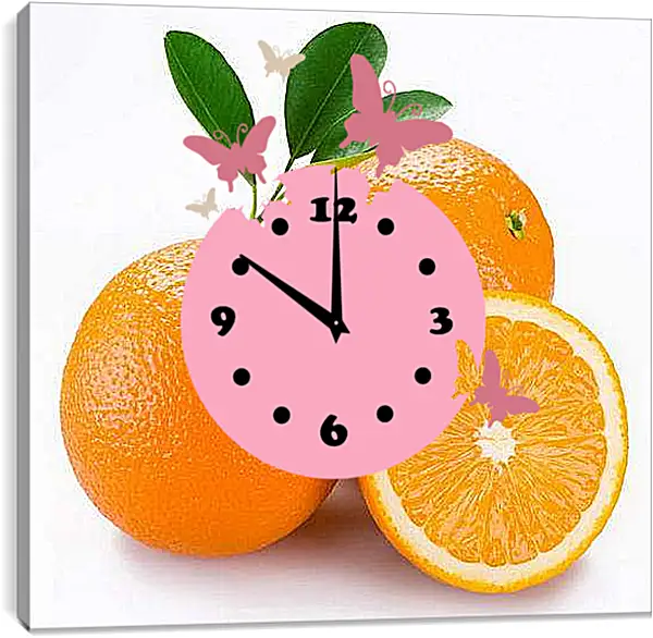 Часы картина - Апельсины. Солнечный натюрморт.