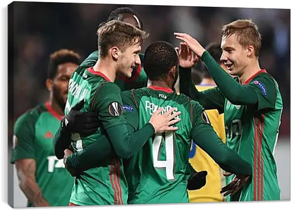 Постер на подрамнике - Празднование гола. Локомотив Москва. Lokomotiv Moscow