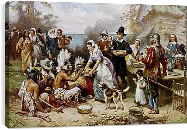 Постер на подрамнике - The First Thanksgiving. Жан-Леон Жером