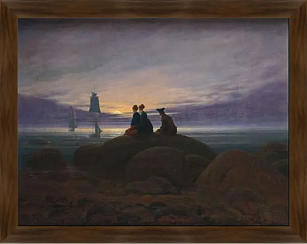 Картина в раме - Восход луны над морем. Каспар Давид Фридрих