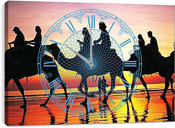 Часы картина - Караван. Верблюды