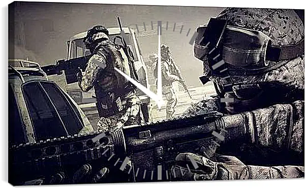 Часы картина - battlefield 3, soldiers, machine