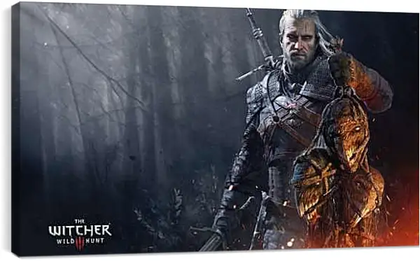 Постер на подрамнике - The Witcher 3 (Ведьмак), Геральт с трофеем