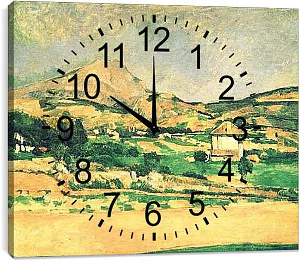 Часы картина - Вид на гору Сент-Виктуар из рощи в Шато-Нуар. Paysage de la montagne Sainte-Victoire. Поль Сезанн