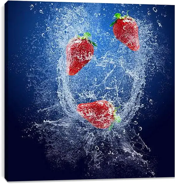 Постер на подрамнике - Клубника и вода. Ягодный Взрыв.