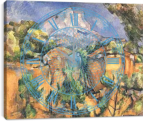 Часы картина - Montagne Sainte-Victoire vue des Carrieres de Bibemus (vers). Поль Сезанн
