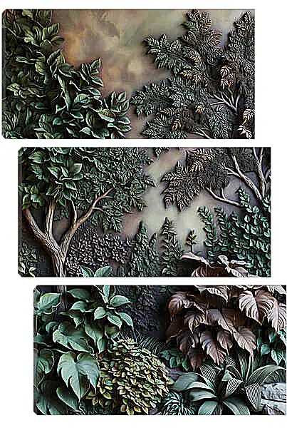 Модульная картина - Лесной барельеф с объёмными кронами