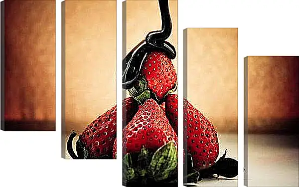 Модульная картина - Клубника в шоколаде. Сладкое искушение.