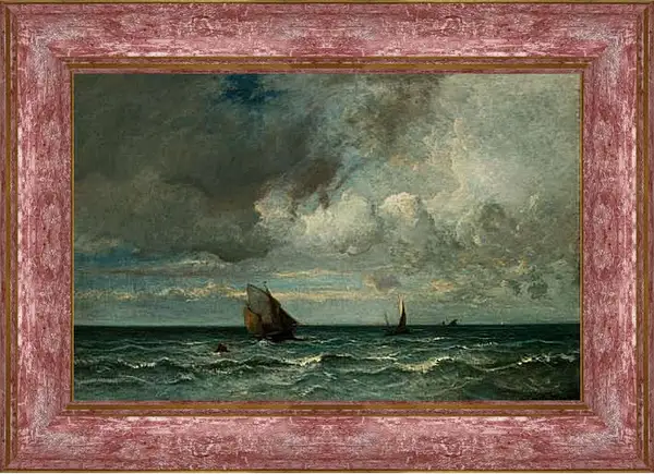 Картина в раме - Barks Fleeing Before the Storm. Жюль Дюпре