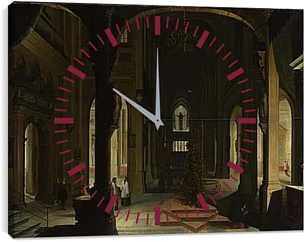 Часы картина - Interior of a Church at Night. Стенвейк Хармен Ван