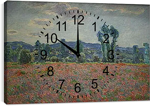 Часы картина - Маковое поле в Живерни. Клод Моне