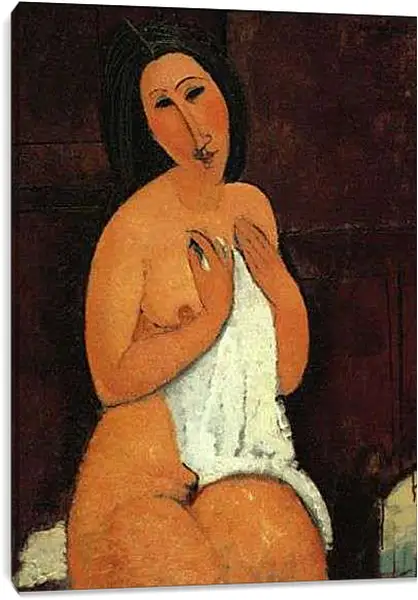 Постер на подрамнике - Seated Nude. Сидящая обнажённая. Амедео Модильяни