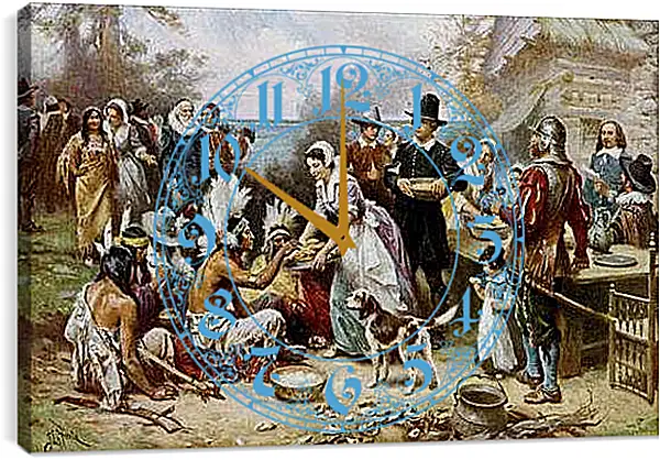 Часы картина - The First Thanksgiving. Жан-Леон Жером