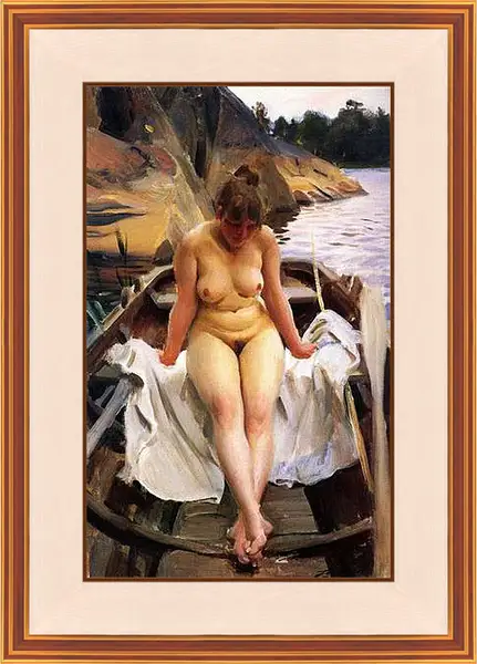 Картина в раме - В лодке. Андерс Цорн