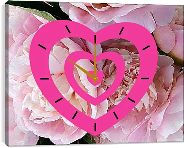 Часы картина - Пионы