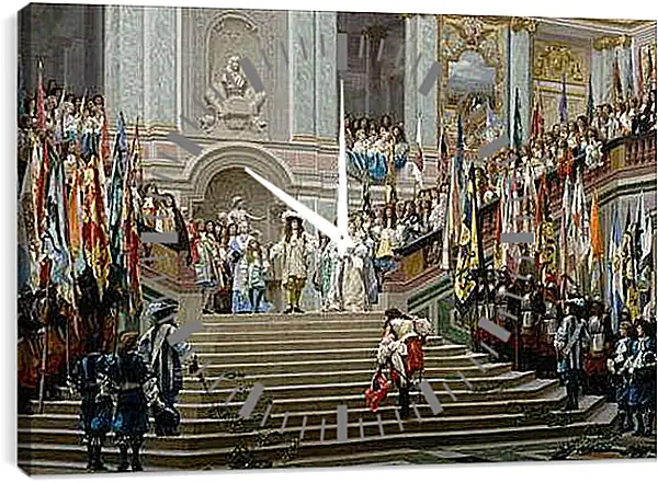 Часы картина - Прием принца Конде Людовиком XIV в Версале в 1674 году. Жан-Леон Жером