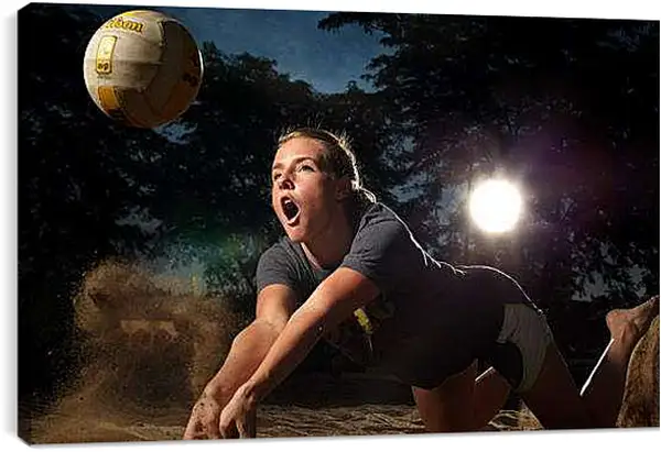 Постер на подрамнике - Девушка с волейбольным мячом