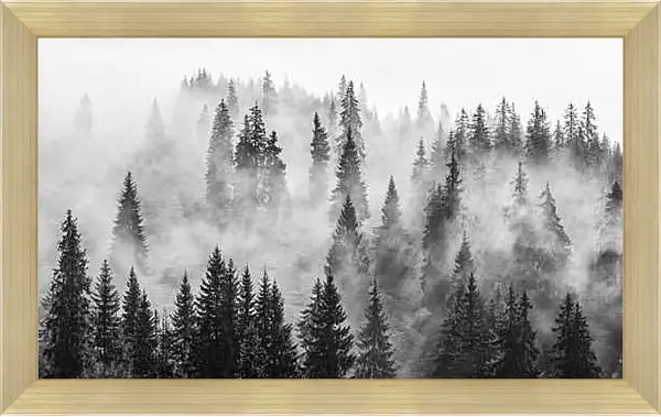 Картина в раме - Лес в зимнем тумане