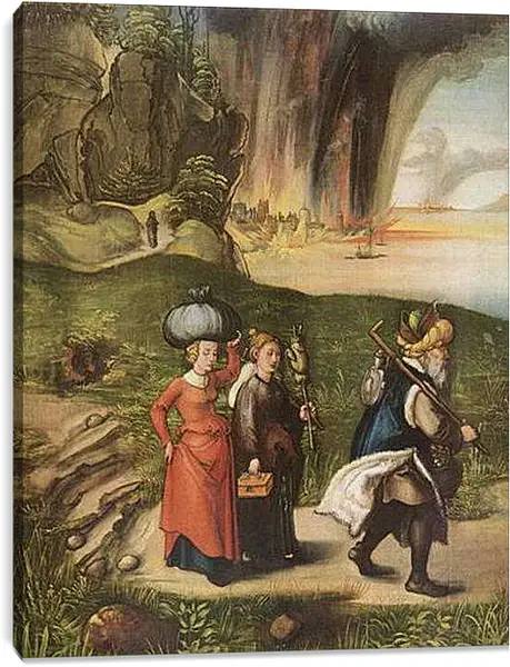 Постер на подрамнике - Loths Flucht. Бегство Лота с дочерьми из Содома. Альбрехт Дюрер