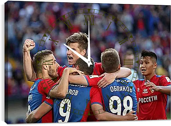 Часы картина - Празднование гола. ФК ЦСКА Москва. FC CSKA Moscow