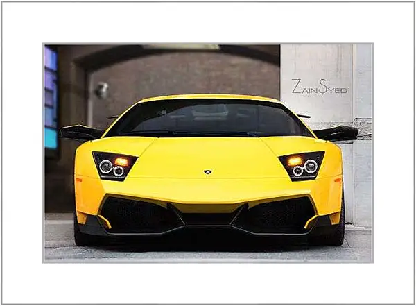 Картина в раме - Желтая Ламборгини