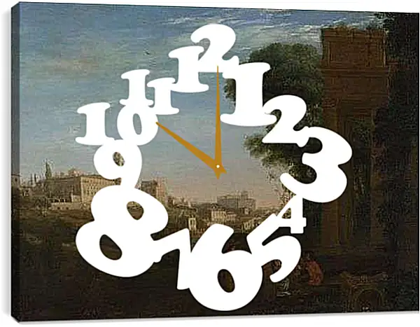 Часы картина - A View in Rome. Лоррен Клод
