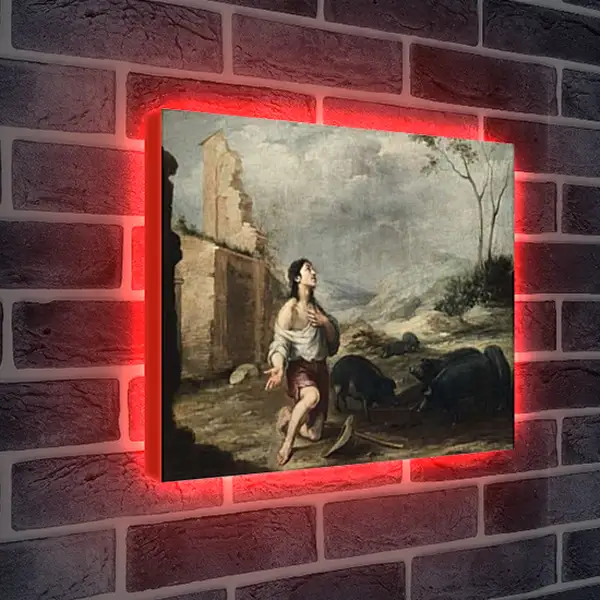 Лайтбокс световая панель - Блудный сын, кормящий свиней. Бартоломе Эстебан Мурильо