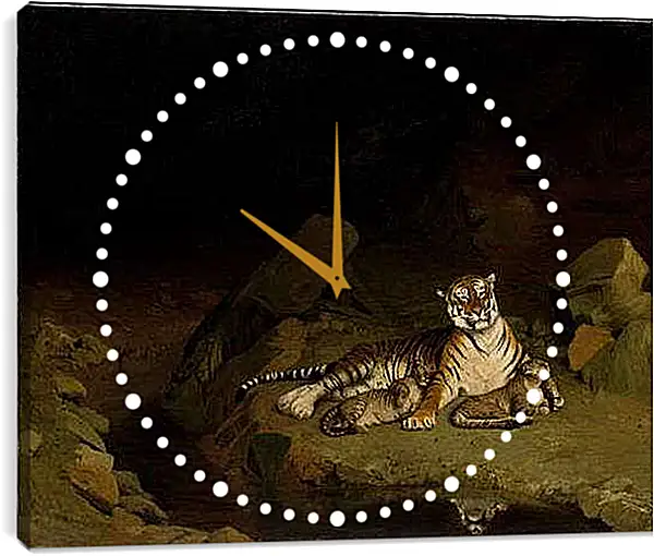 Часы картина - Tiger and Cubs - Тигр и детеныши. Жан-Леон Жером