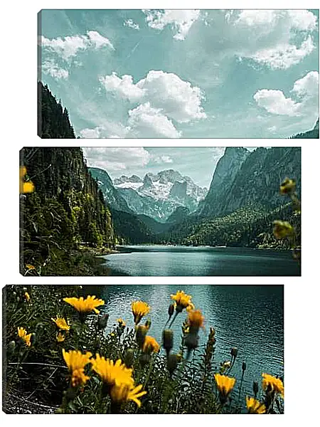 Модульная картина - Одуванчики и горы