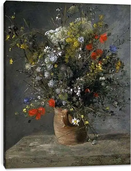 Постер на подрамнике - Цветы в вазе. Пьер Огюст Ренуар