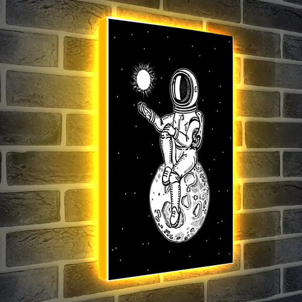 Лайтбокс световая панель - Астронавт сидит на планете